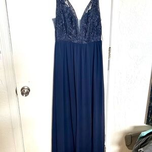 Lulu's Navy Blue Lace Maxi Dress